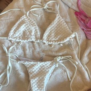 White Textured Bikini set with shell details